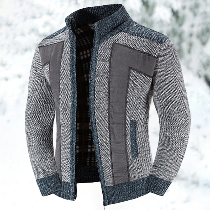 Gilet Homme Laine Moderne avec Fermeture Éclair et Doublure Confortable 1