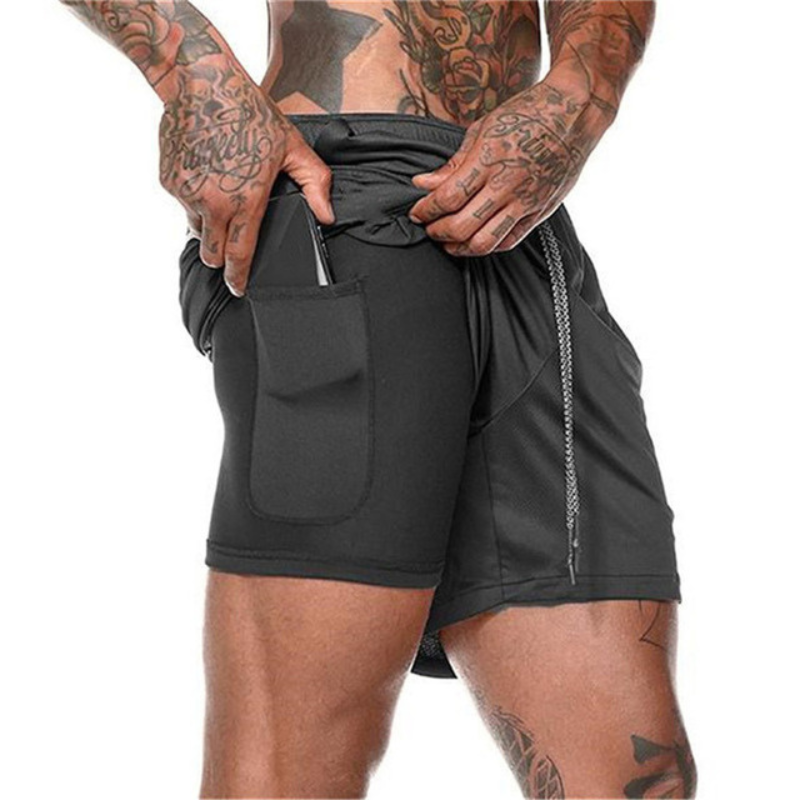 Short de plage double couche pour hommes