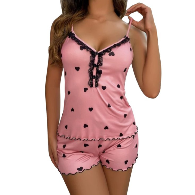 Ensemble de vêtements de nuit à col en V profond pour femmes