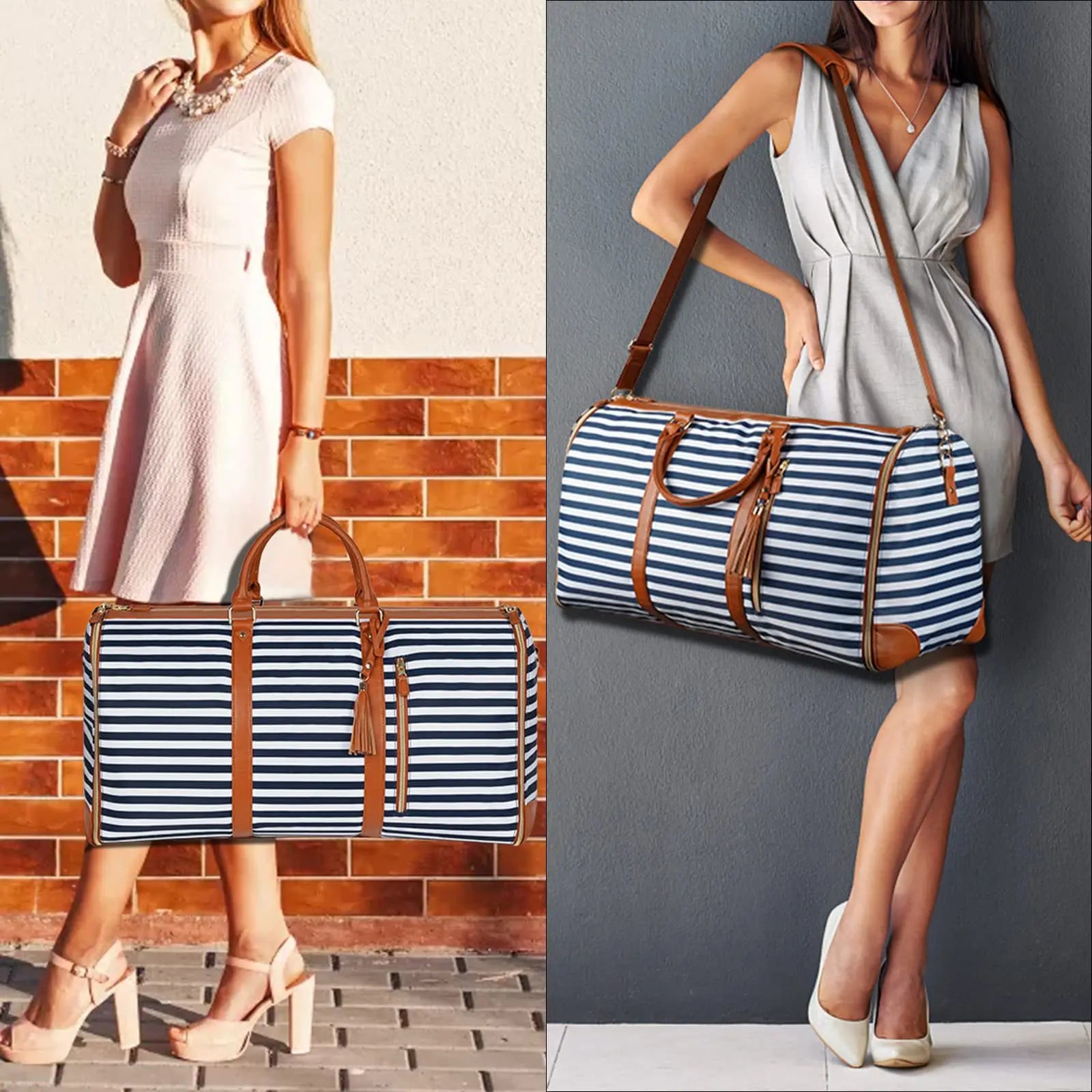 Variant image for Sac de Voyage Femme Noir Pliable Cuir PU Pratique-2