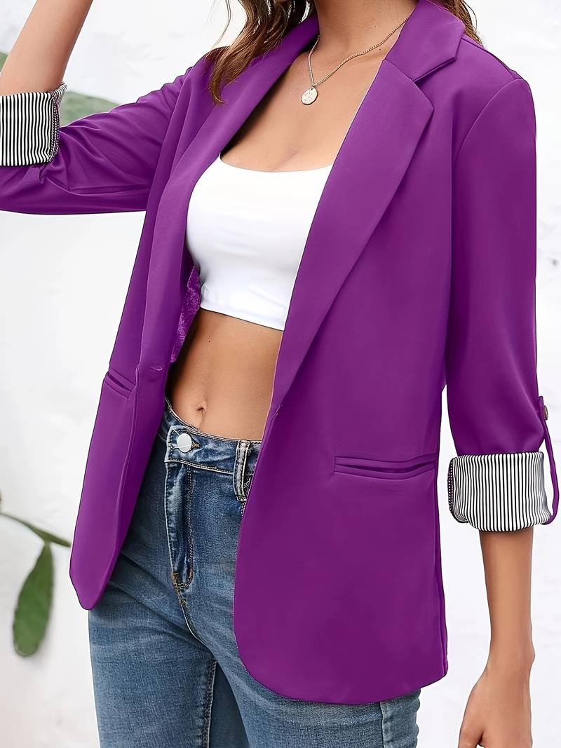 Blazer Femme Ouvert Décontracté Tissu de Qualité-6