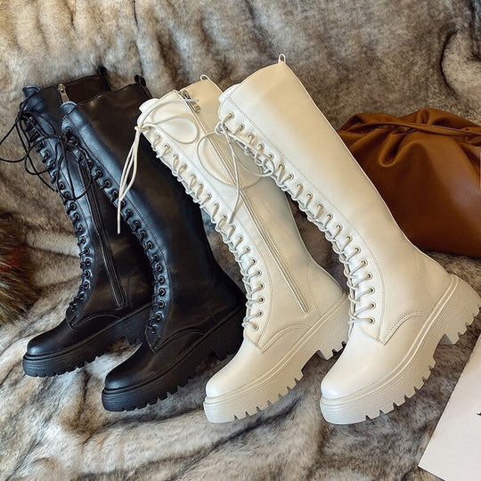Bottes Hiver Femme Du Genou Éléguantes en Cuir Artificiel 5