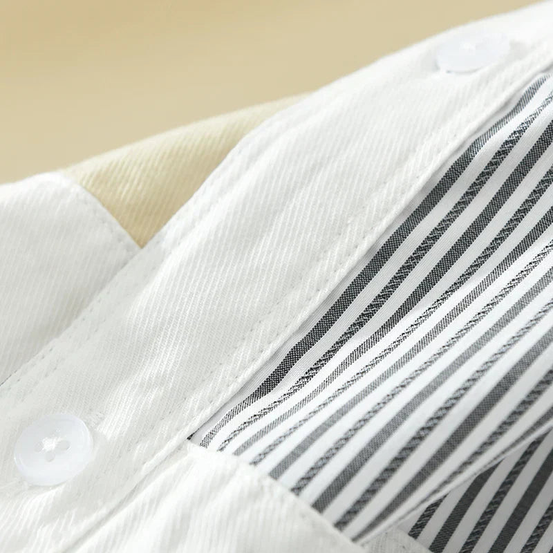 Chemise Homme Décontractée Patchwork en Coton Doux 4