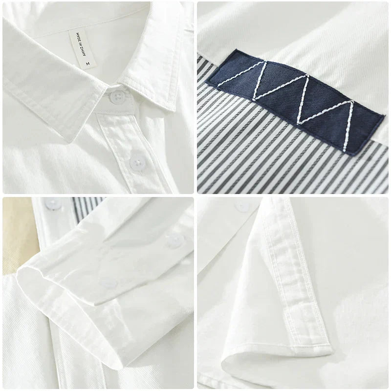 Chemise Homme Décontractée Patchwork en Coton Doux 5