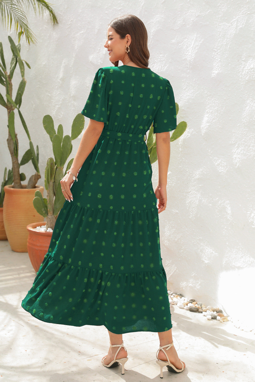 Robe d'Été Femme Midi Chic en Coton Respirant-3