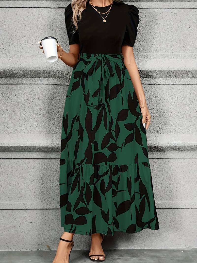 Robe Femme Longue Imprimé Floral Décolleté Circulaire Coton-5