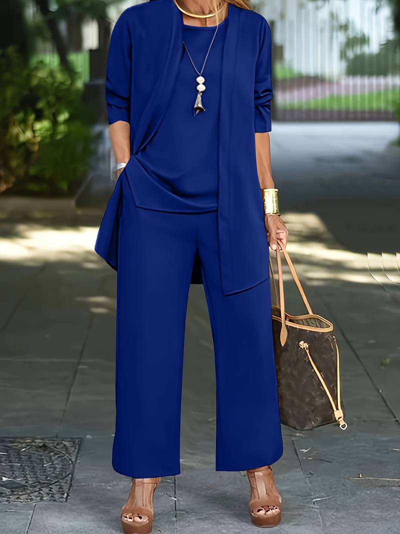 Variant image for Ensemble Femme Cardigan et Pantalon Long en Mélange de Coton et Polyester-12