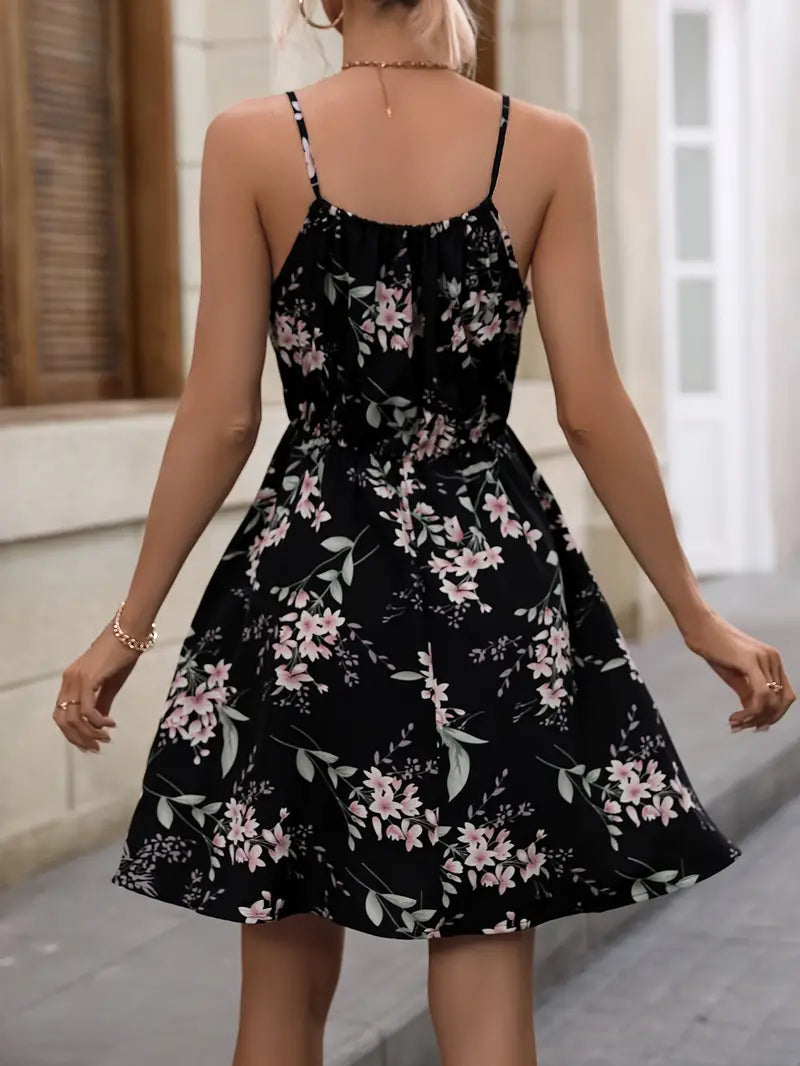 Robe d Été Femme Imprimé Floral Sangles Spaghetti 100% Polyester-4