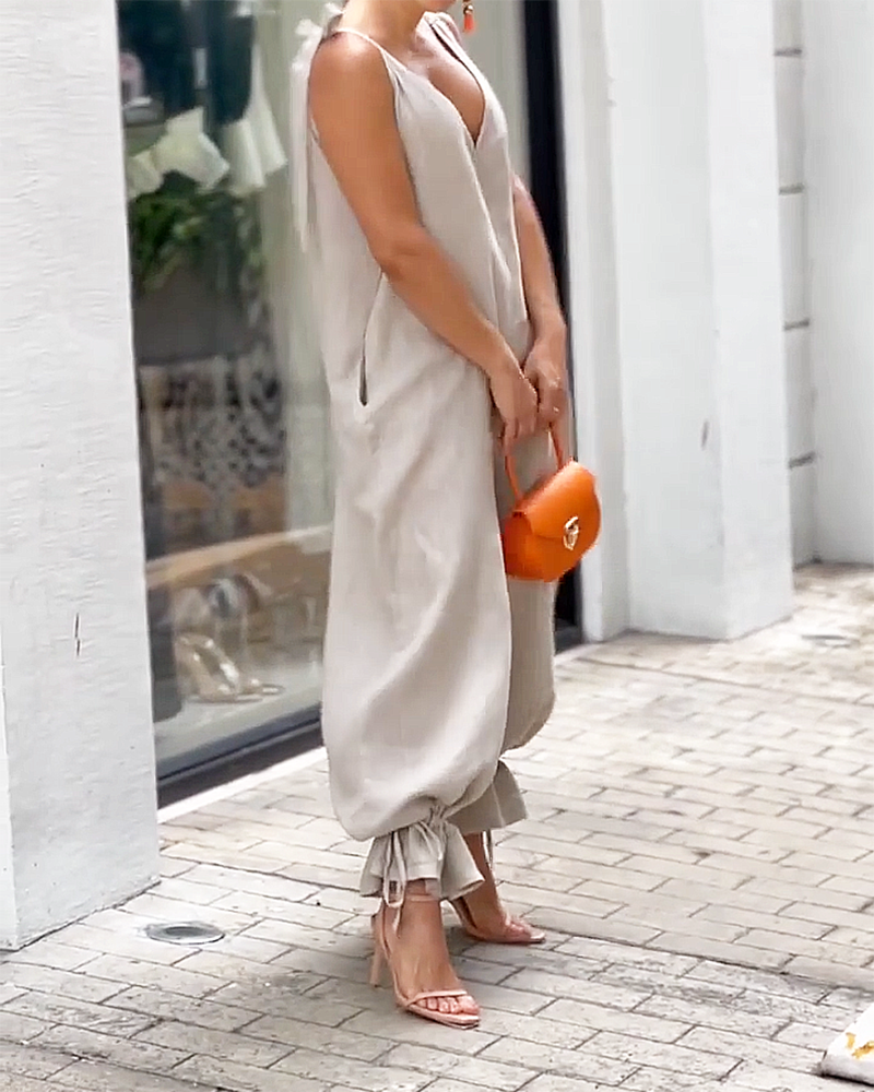 Combinaison Femme Chic Sans Manches V-Cou Polyester-3