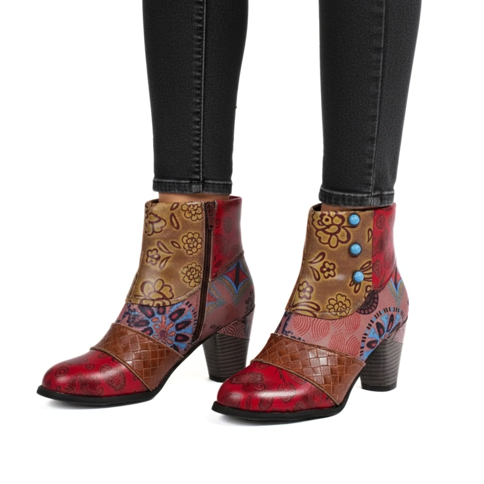 Bottes Hiver Femme Rétro Imperméables avec Talon Haut