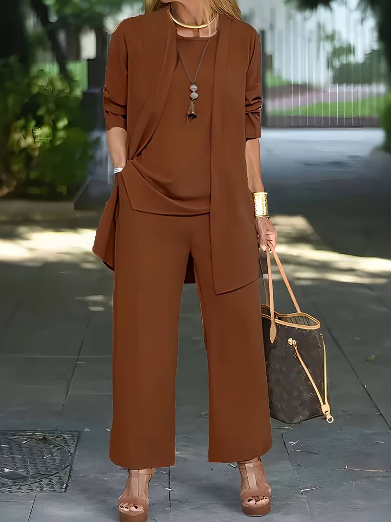 Variant image for Ensemble Femme Cardigan et Pantalon Long en Mélange de Coton et Polyester-18