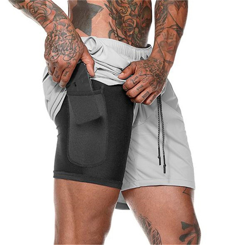 Short de plage double couche pour hommes