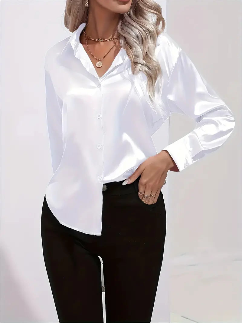 Variant image for Chemise Femme Longue Élégante avec Boutons en Coton Chic-1
