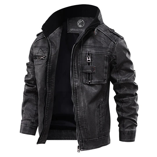 Veste Cuir Homme Moto Noir Élégante en Cuir de Haute Qualité-1
