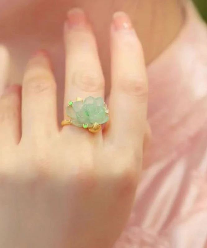 Bague Femme Lotus Jade Style Chinois 3