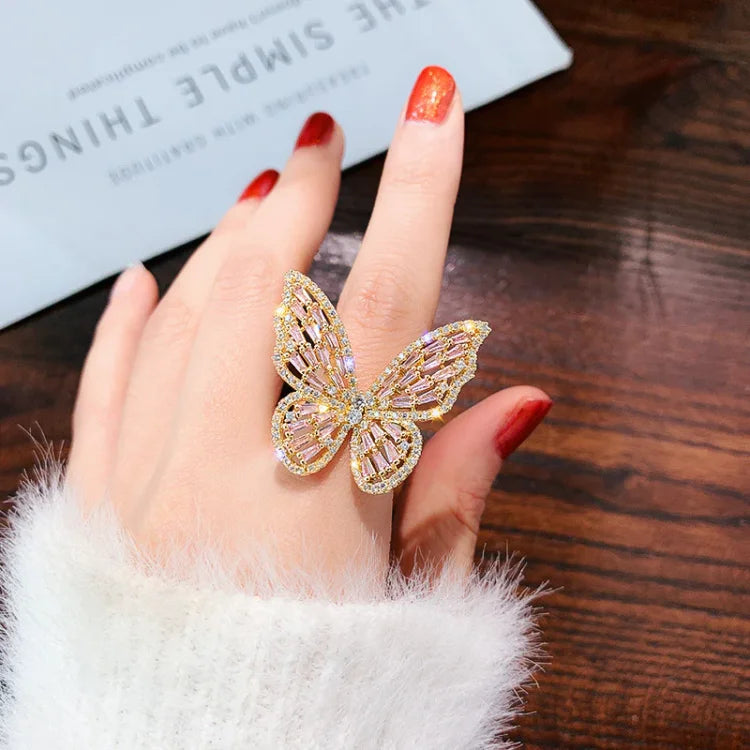 Bague Femme Papillon Brillante avec Détails Tendance 5