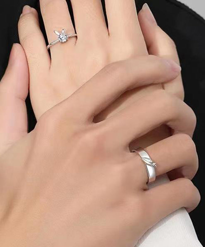 Bagues de couple design carotte et lapin pour femme et homme 2