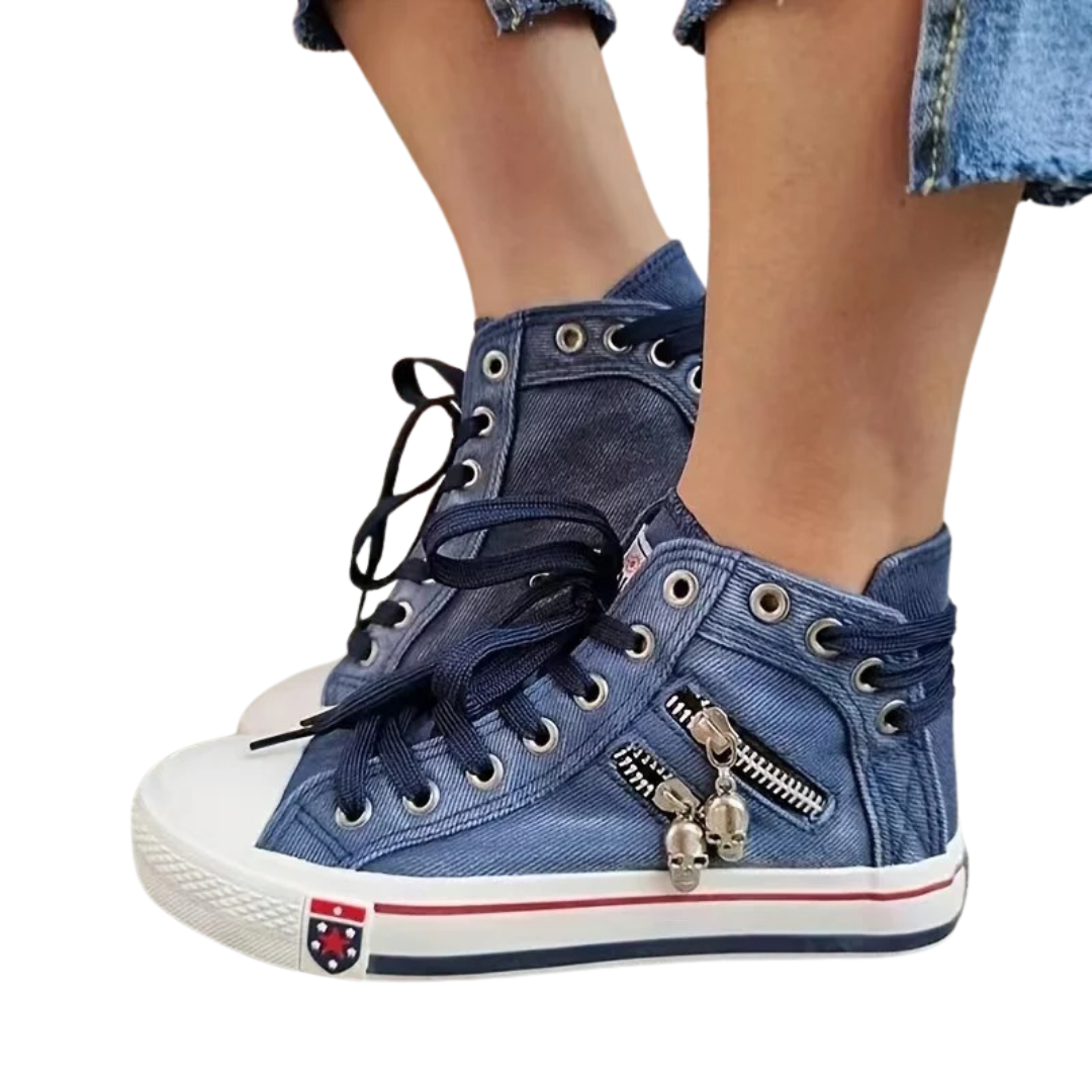 Baskets montantes style denim pour femmes 1
