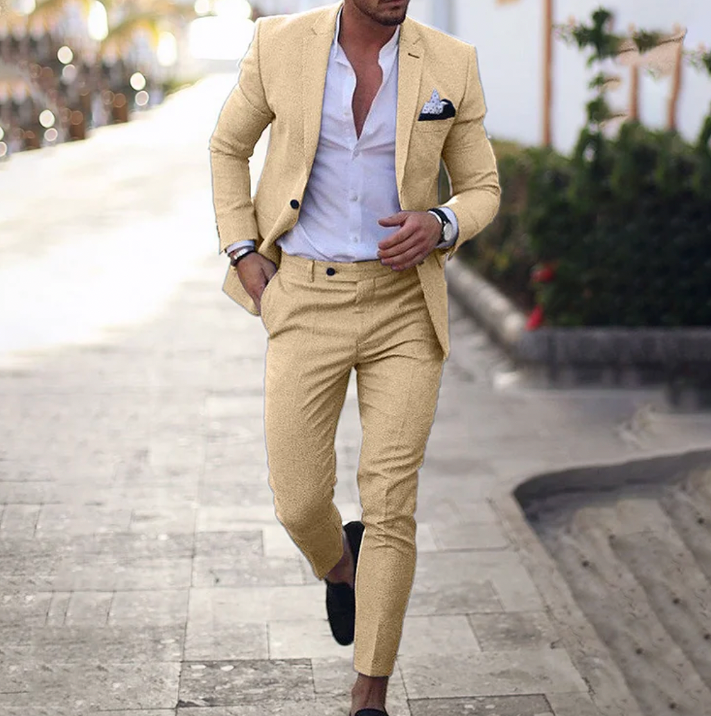 Ensemble 2 pièces pour hommes composé d'un blazer business simple et d'un pantalon