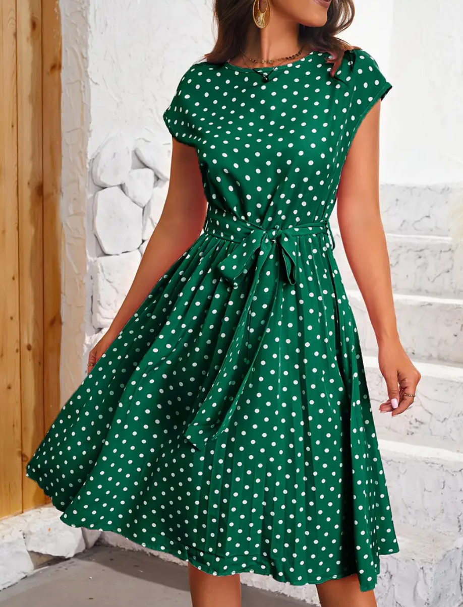 Robe Femme Vintage Chic à Pois 100% Polyester-4