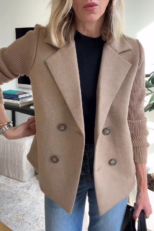 Blazer Chic Femme à Manches Tricotées 1