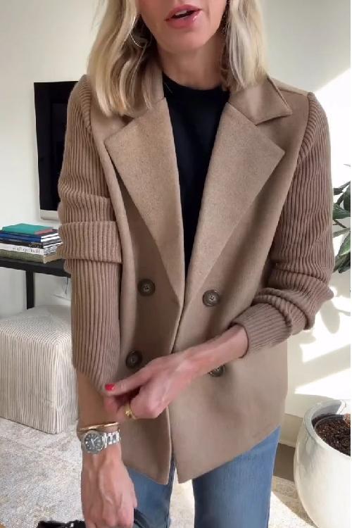 Blazer Chic Femme à Manches Tricotées 2