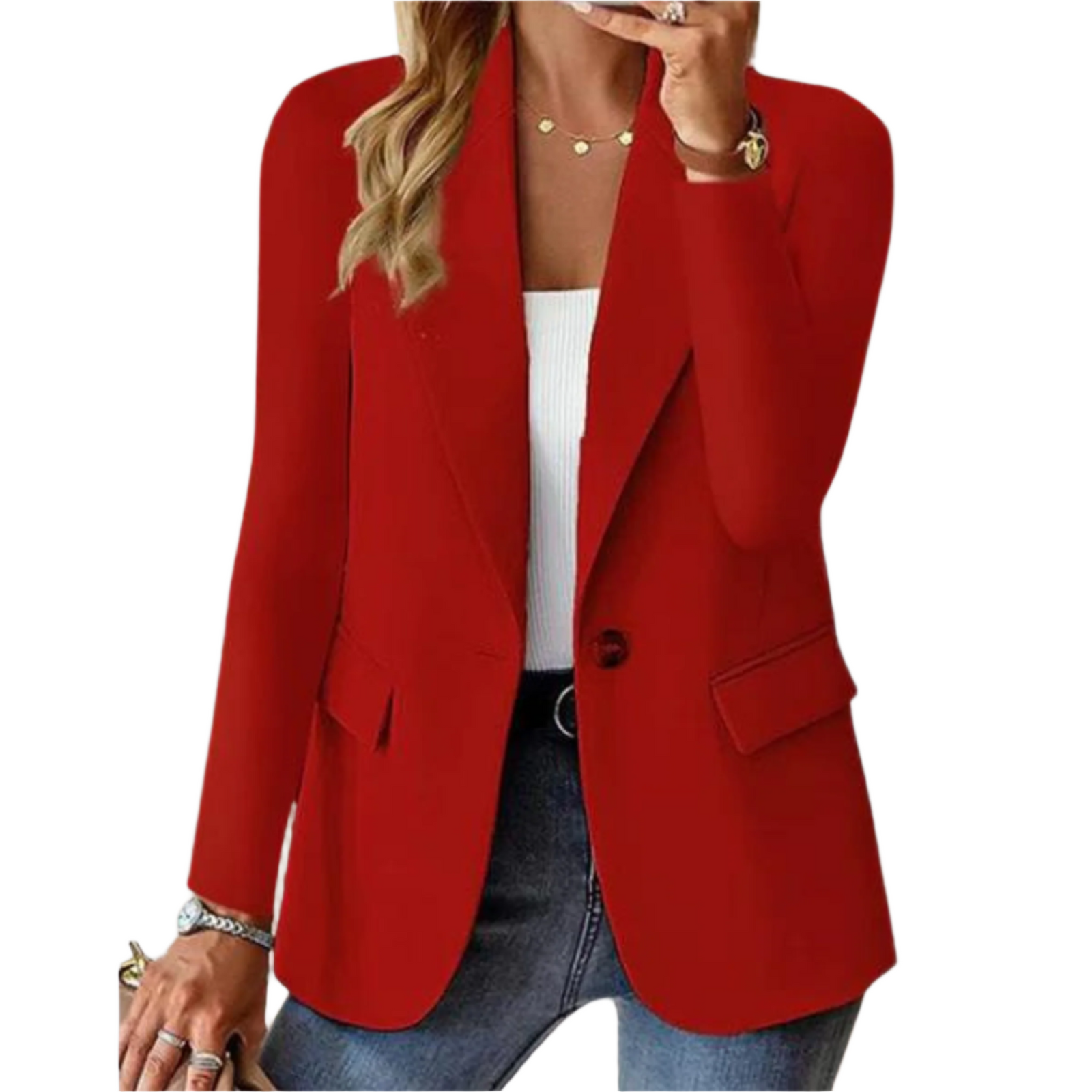 Blazer Femme Ajusté Classique en Tissu Doux 0