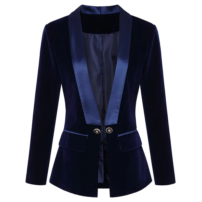 Blazer Femme Chic Doux à Bouton Unique 2