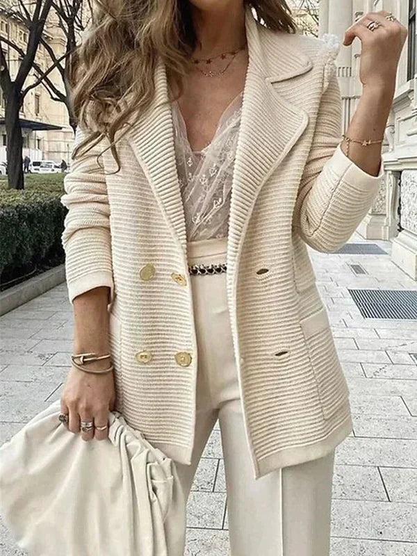 Blazer Femme Classique avec Revers et Poches pour Automne/Hiver 2