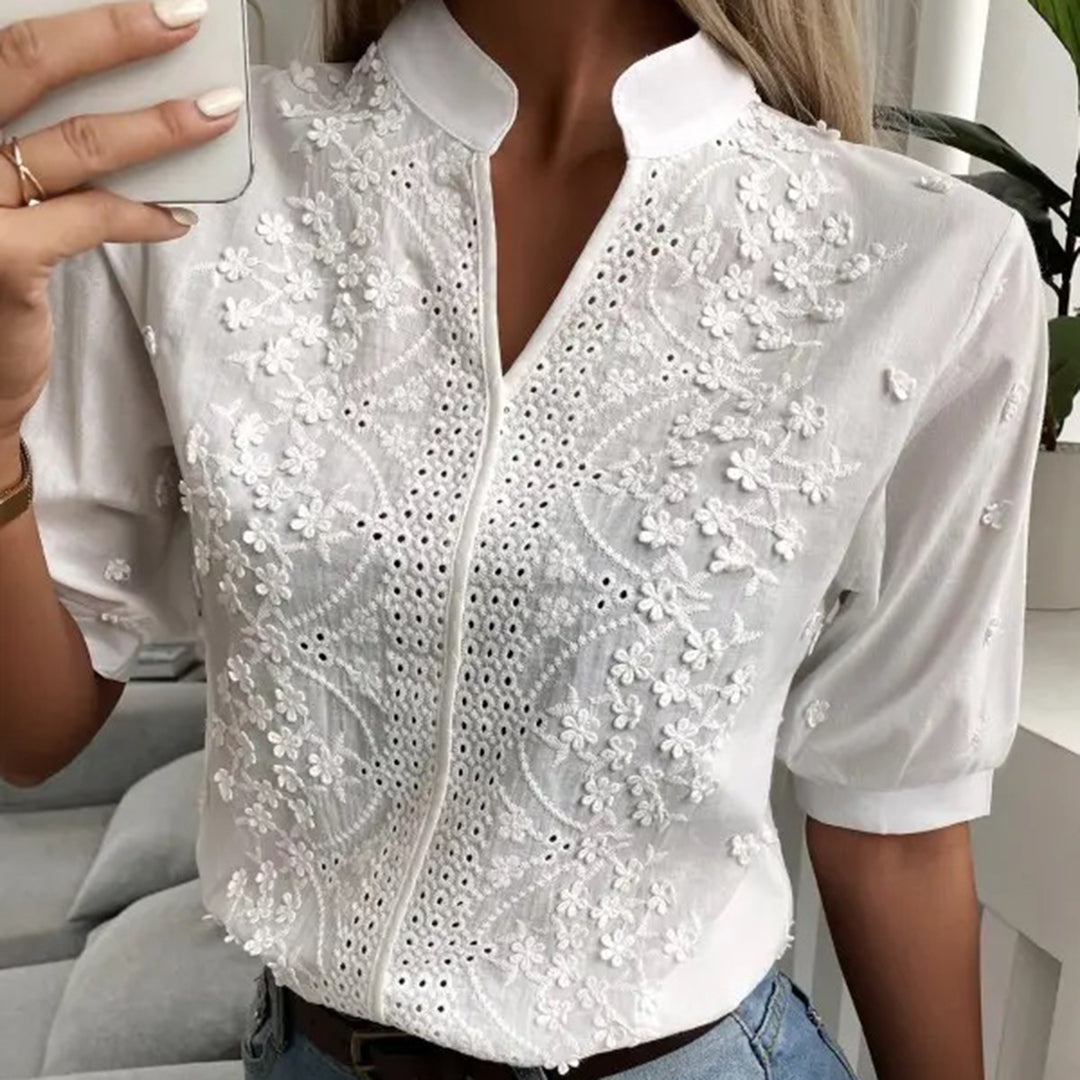 Blouse Femme Chic à Manches Courtes en Dentelle 3