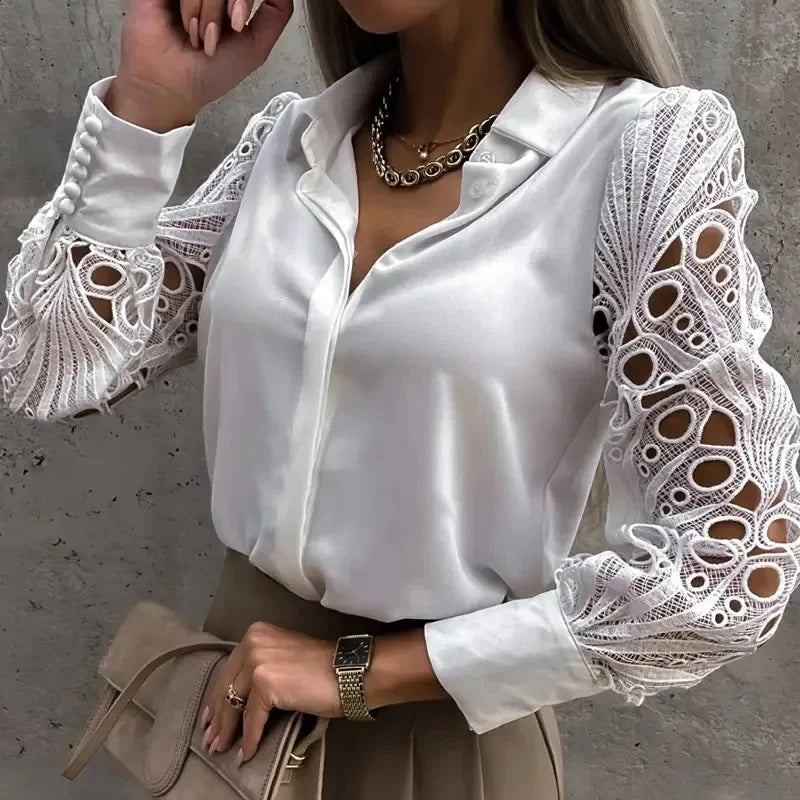 Blouse Femme Longue Manches Vintage Détails Boutonnés 0