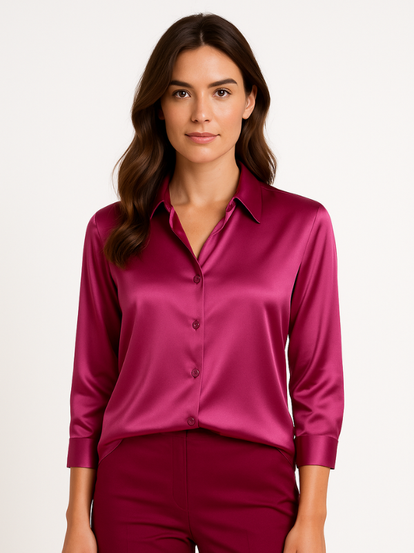 Blouse Femme Satinée Classique à Manches Longues 1