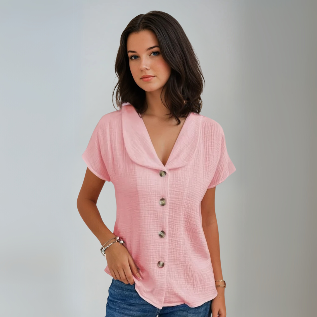 Blouse Femme à Col Boutonné en Tissu Léger 4
