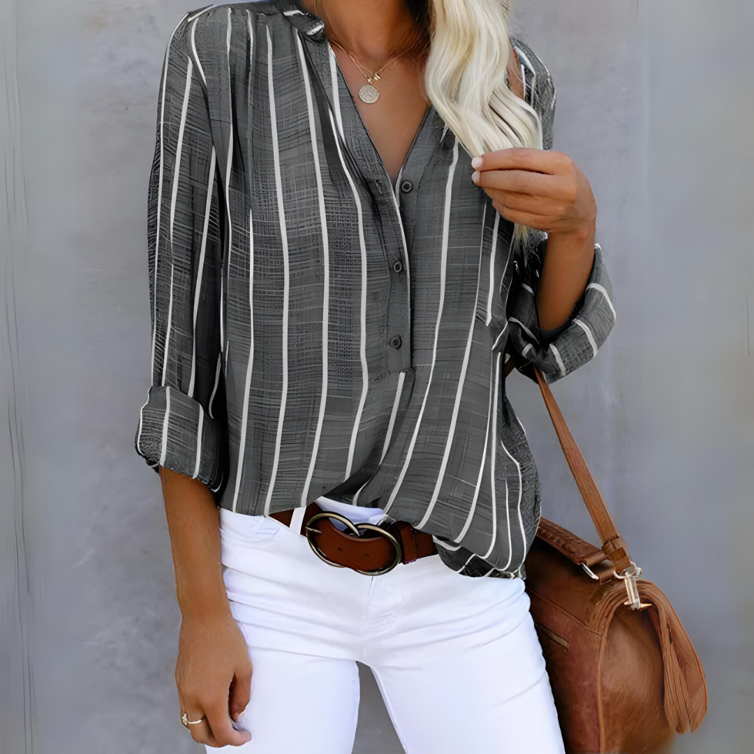 Blouse Femme à Rayures Chic avec Détails Noués 4