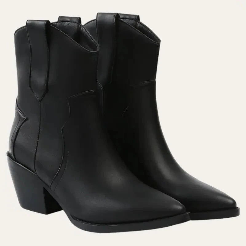 Bottes Cowboy Courtes Femme Style Western Similicuir 2