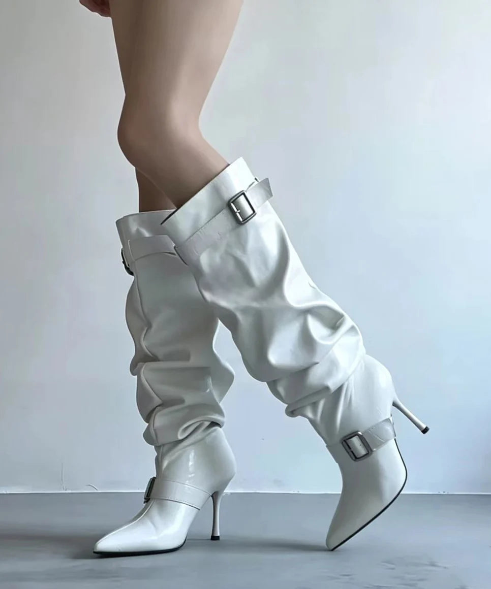 Bottes Hautes Femme Style Vintage à Talons Aiguilles 2