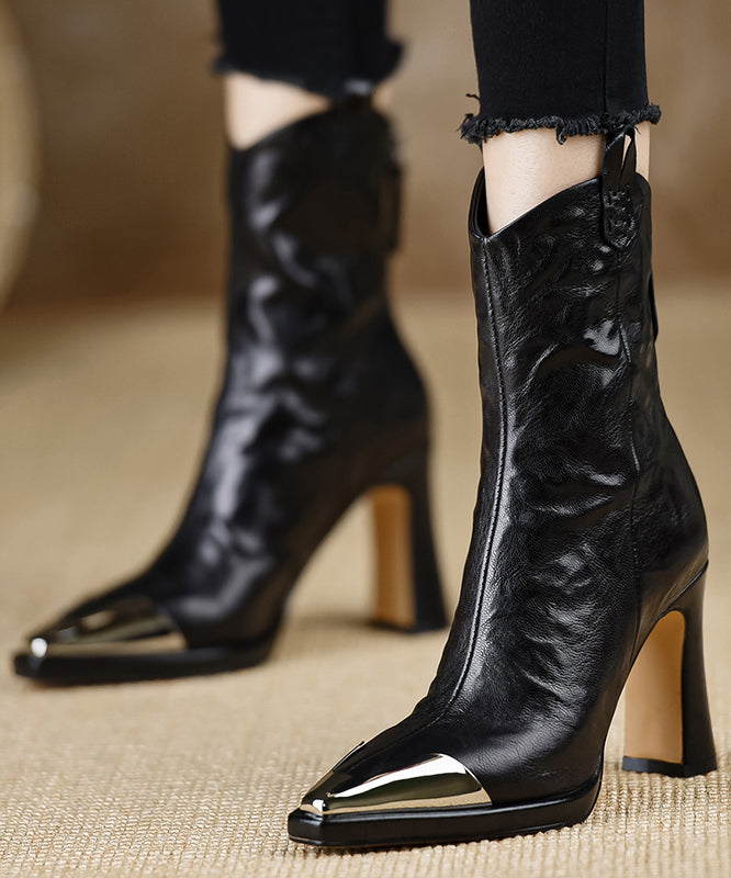 Bottes à Talon Épais en Cuir pour Femme 2