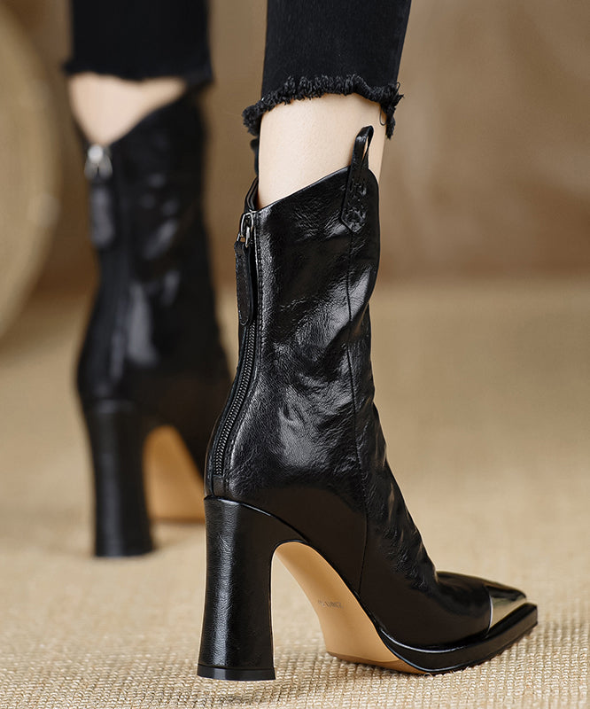 Bottes à Talon Épais en Cuir pour Femme 4