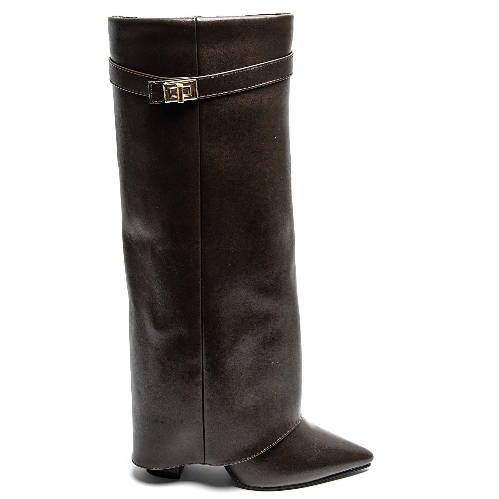 Bottes à talons pour femmes, élégantes, en cuir PU avec talon bloc 5