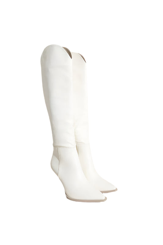 Bottes de Cowboy Femme Blanches à Genoux 0