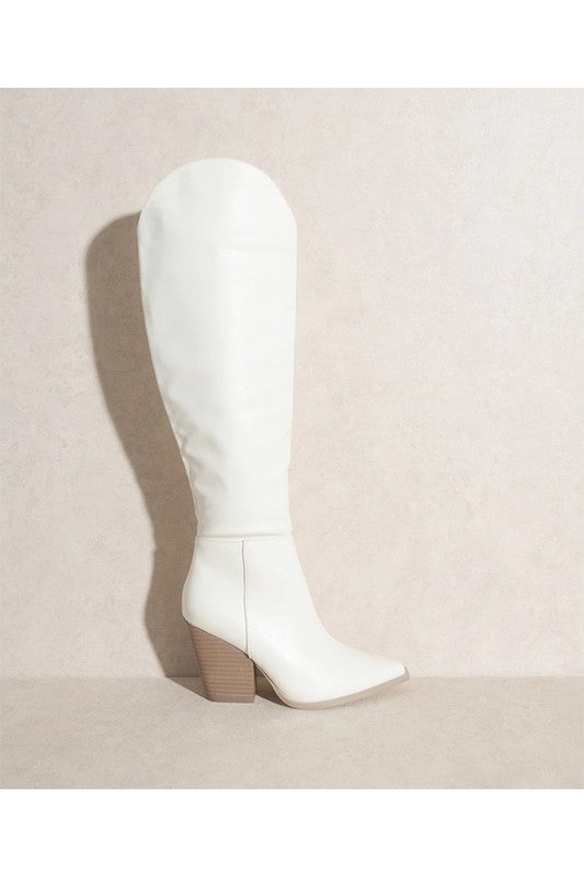 Bottes de Cowboy Femme Blanches à Genoux 1