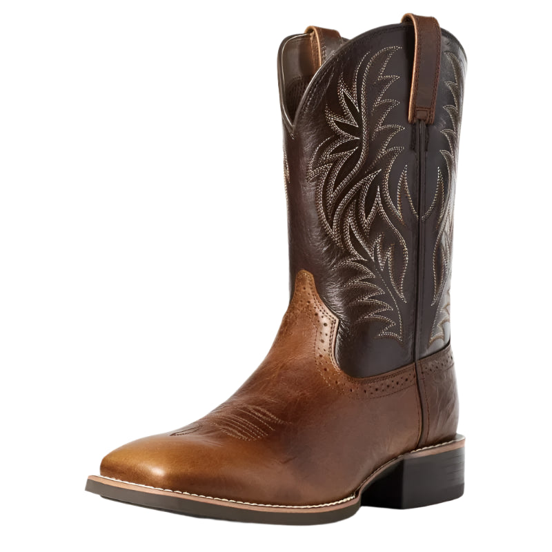 Bottes hautes pour homme style rétro, en similicuir fait main avec broderie 1