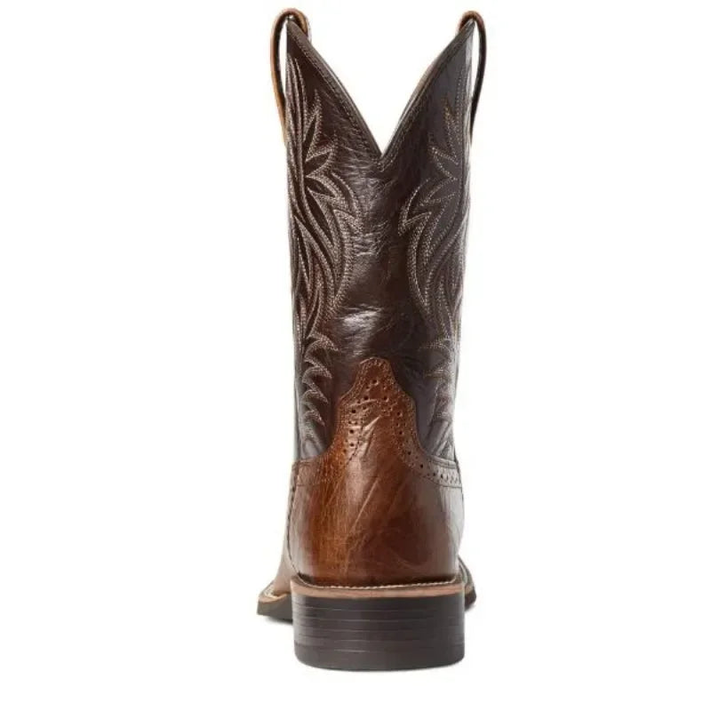 Bottes hautes pour homme style rétro, en similicuir fait main avec broderie 2
