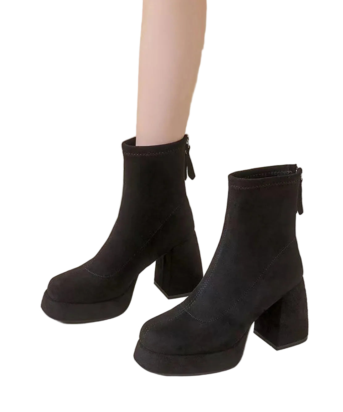 Bottines Femme Style Rétro à Plateforme et Fermeture Éclair 0