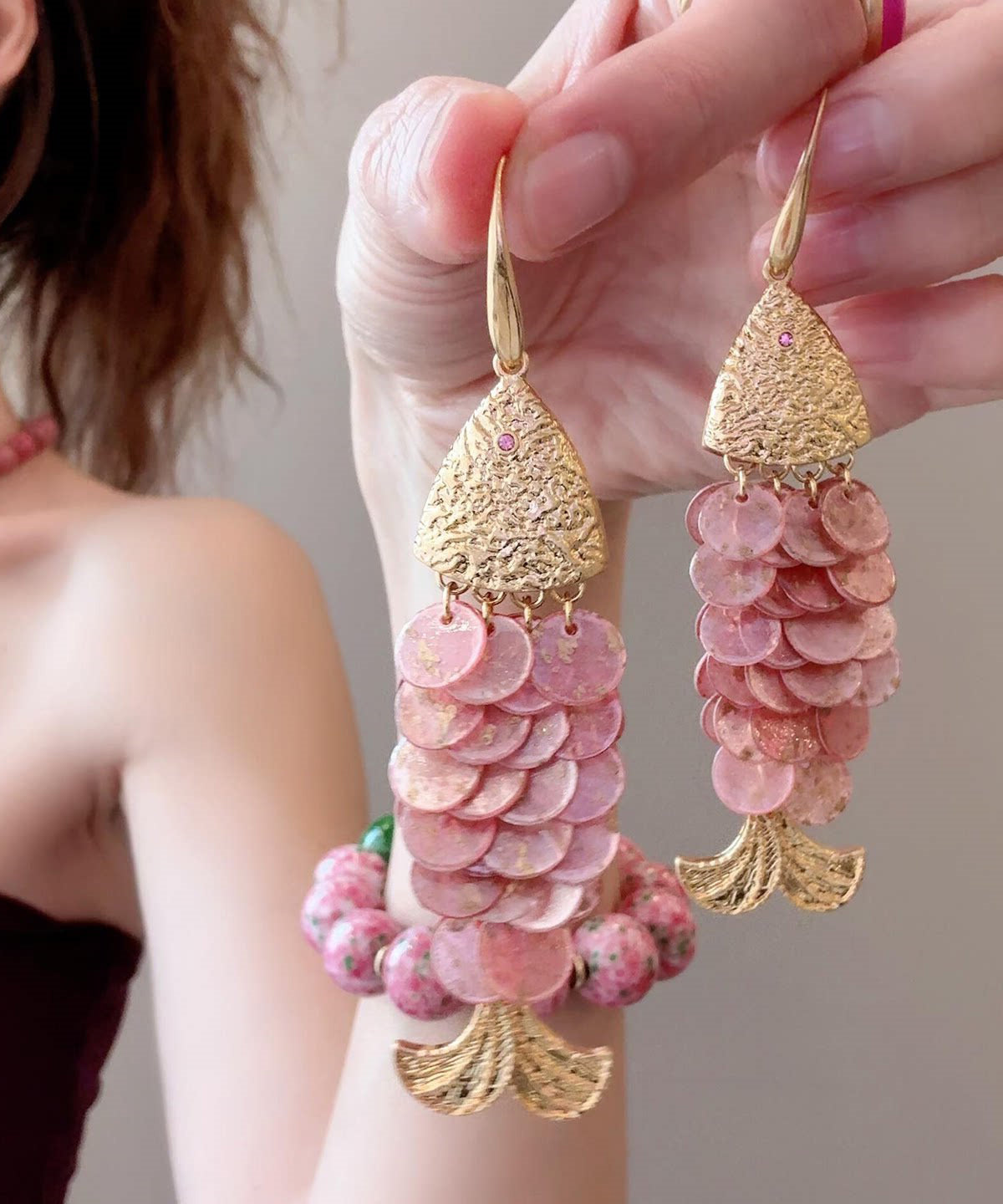 Boucles D'Oreilles Pendantes Femme Style Plage Avec Pompons 3