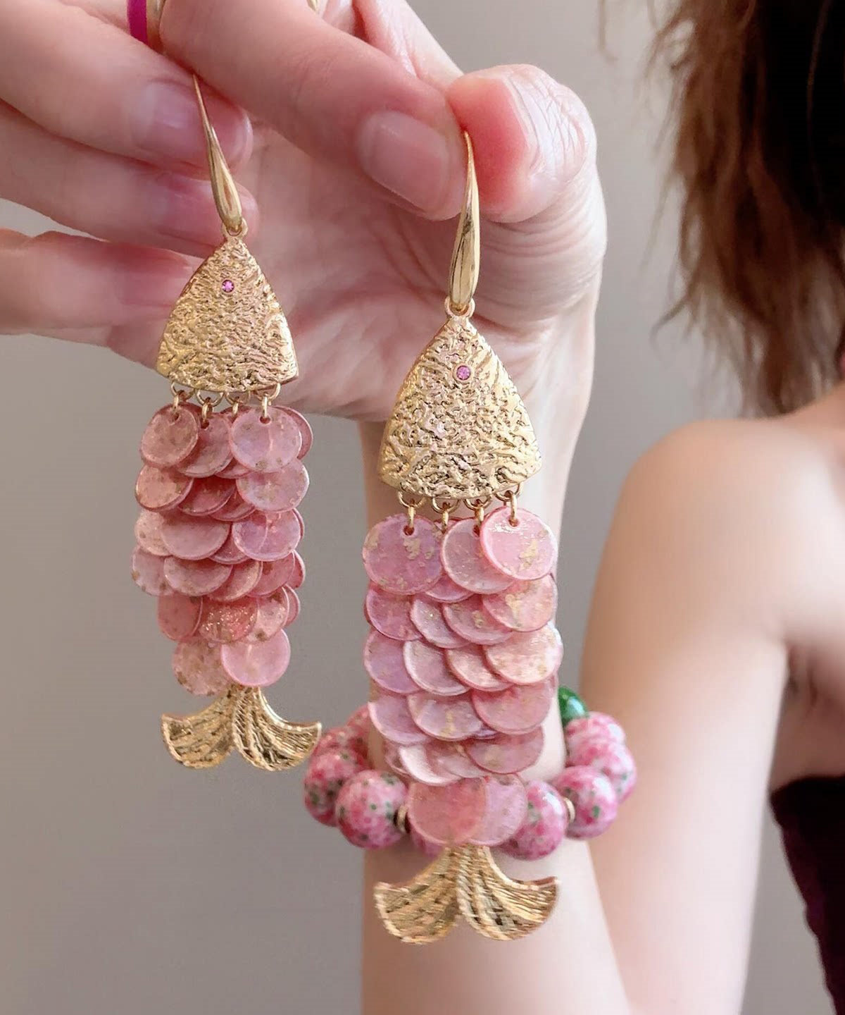 Boucles D'Oreilles Pendantes Femme Style Plage Avec Pompons 4