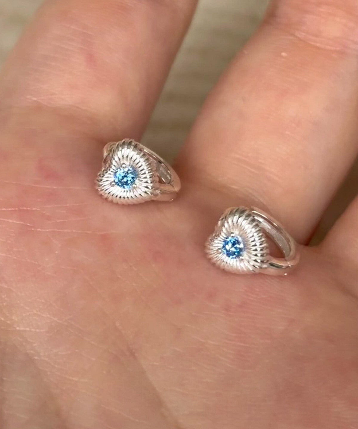 Boucles d'oreilles Créoles Fines Femme Style Cristal Bleu 2