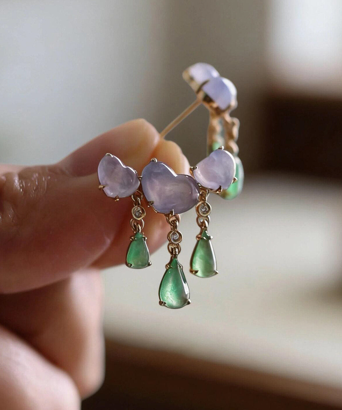 Boucles d'oreilles Pendantes Femme Goutte d'Eau avec Pompon 1