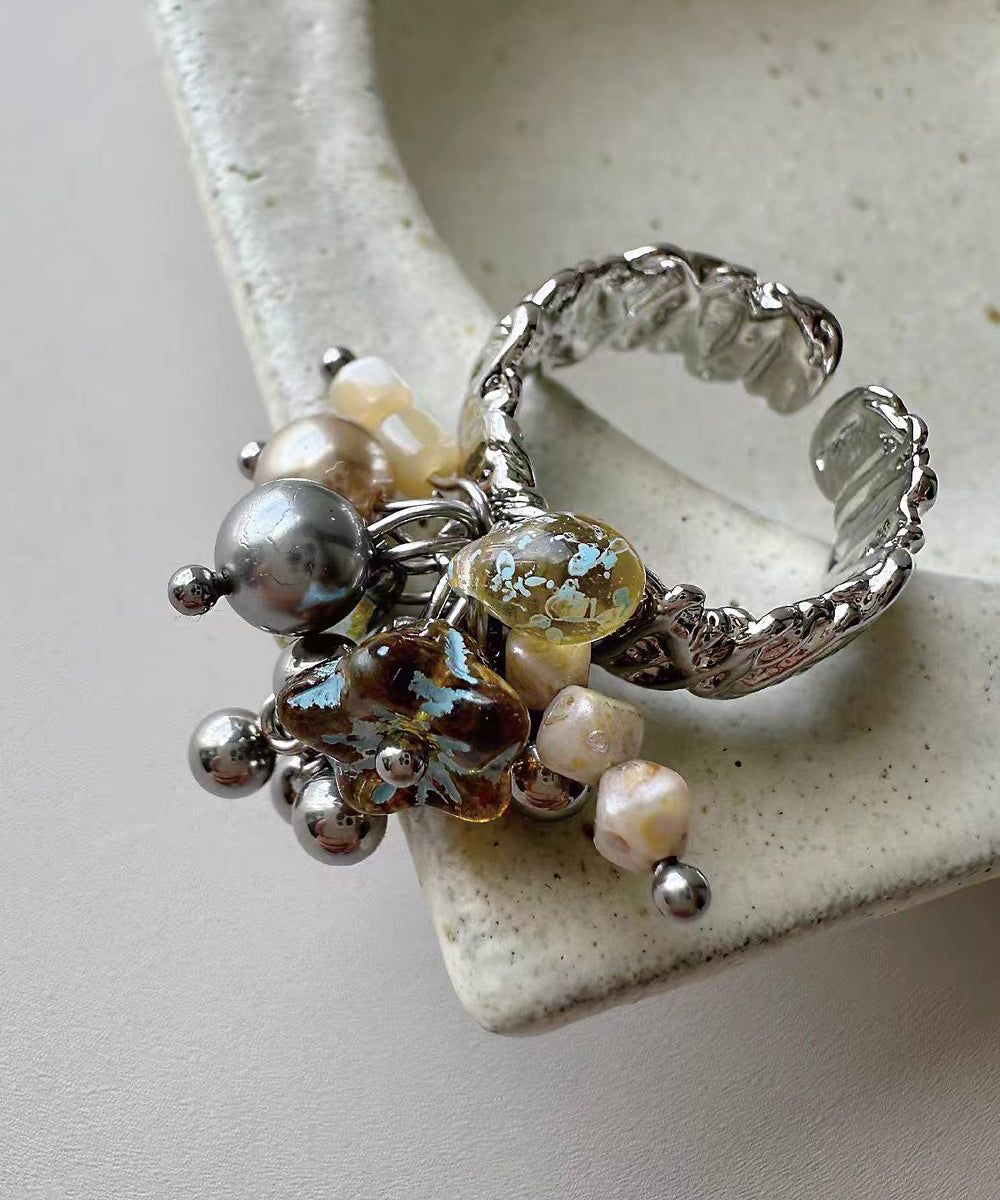 Boucles d'oreilles Pendantes Femme à Pampilles Florales Vintage 0