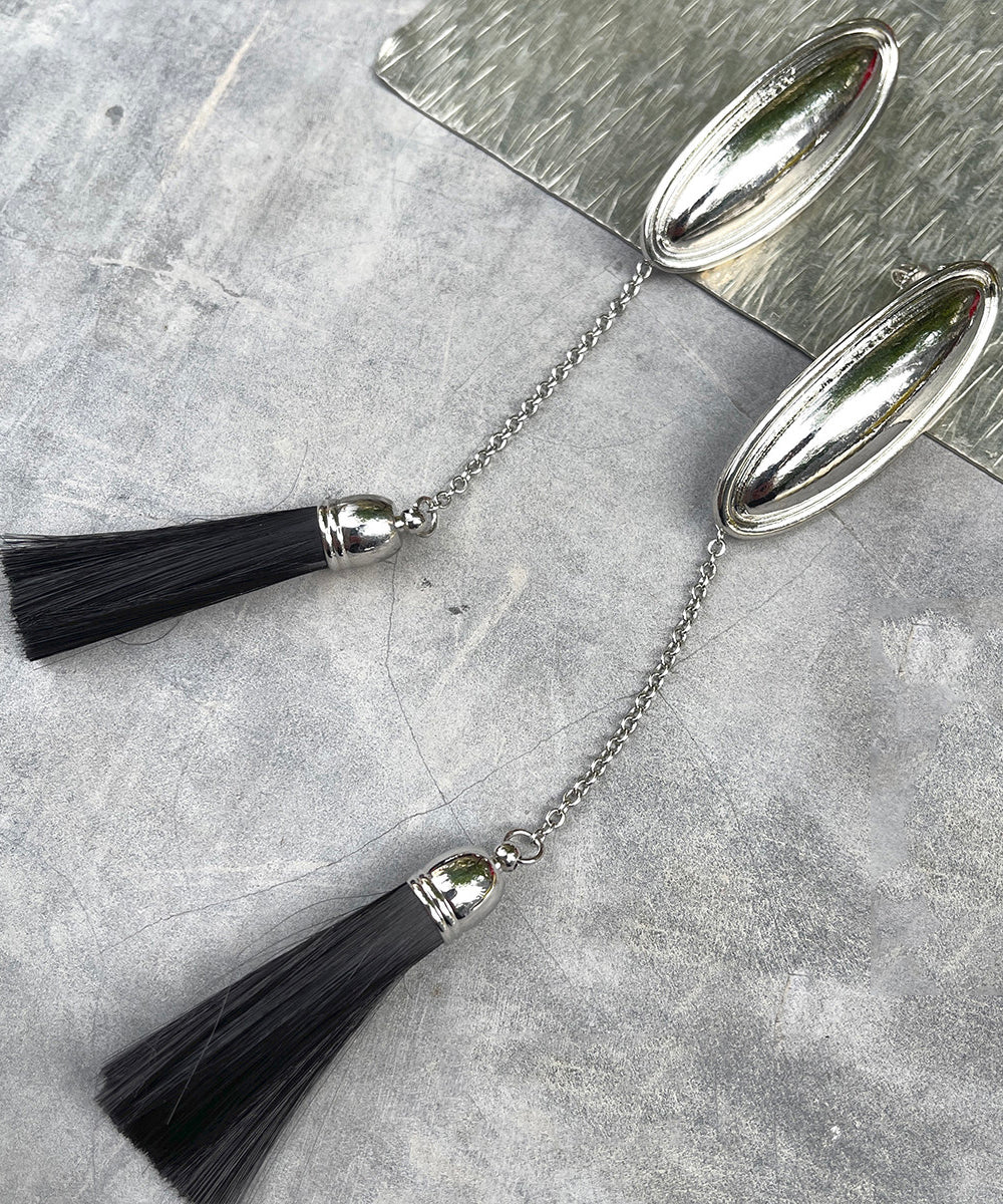 Boucles d'oreilles pendantes rétro avec pompon et chaîne longue pour femme 3